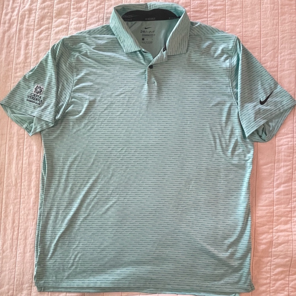 Nike Men's Aqua Polo Dri-Fit Golf Shirt w Catta Verdera Country Club Logo Large